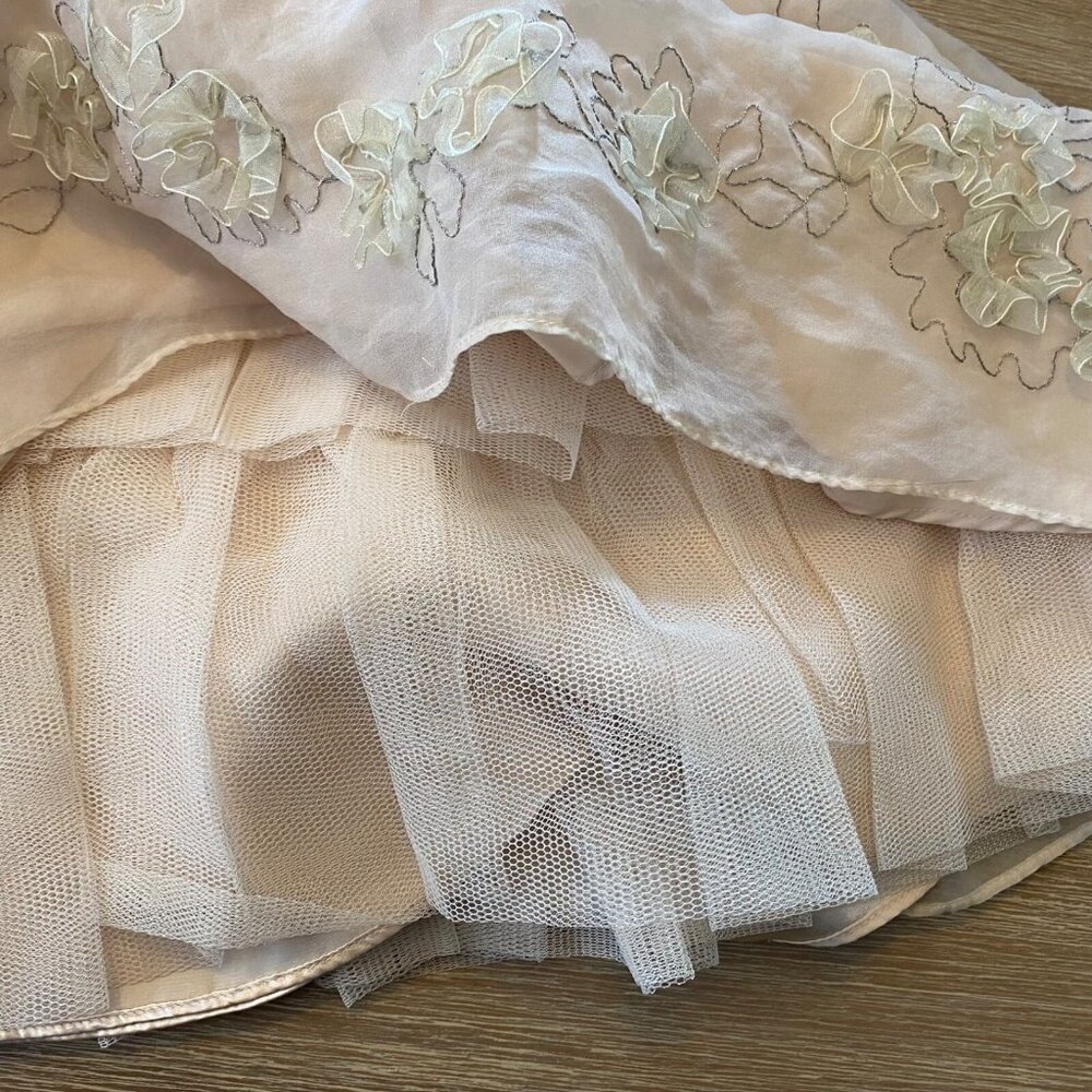 Betsey Johnson Dress Womens Pink Sz 0 Silk Strapless Sequins Flowers Dainty Prom - Picture 11 of 15